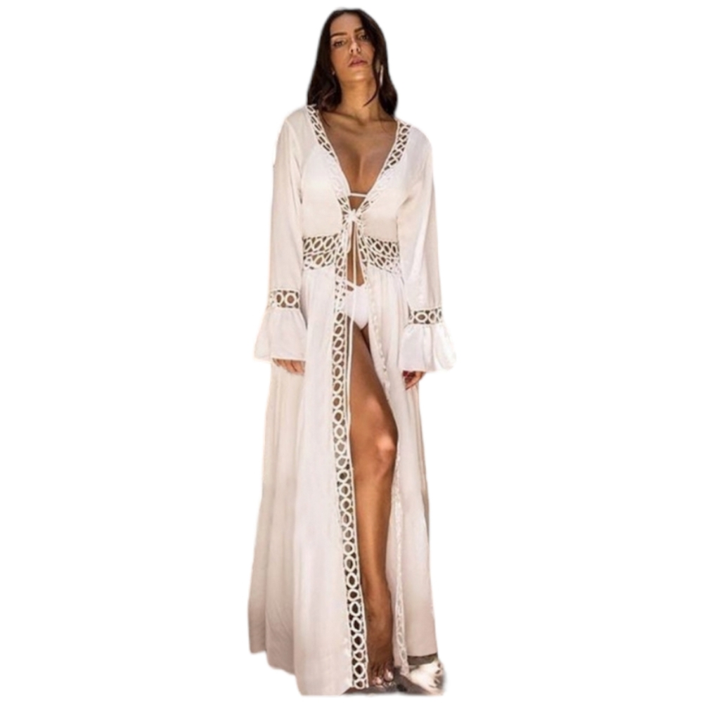 NEW White Bohemian Robe Bathing Suit Coverup Onesize